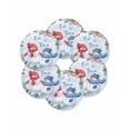 thumbnail image 7 of 13 Inch Round Placemats Set of 6, Blue Christmas Non Slip Heat Insulation PP Table Mats, Xmas Snowman Tree Snowflake Pine Cones Washable Place Mats for Kitchen Dining Party Table Decor, 7 of 7