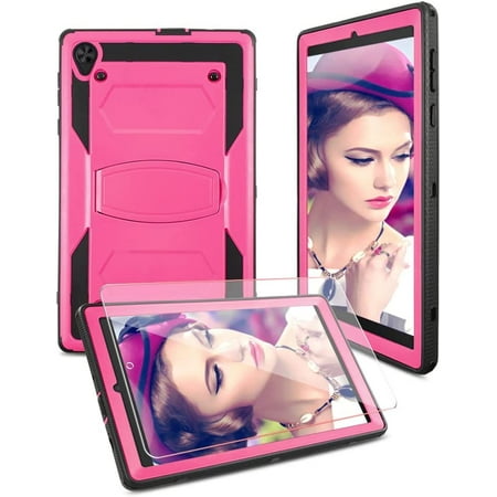for Alcatel Joy Tab 2 Case,for TCL 8 inch Case,with Tempered Screen Protector Kids Friendly Sturdy Case Built Stand for Alcatel Joy 2(Model:9032Z)/TCL Tab 8 inch (Model:9048S)(Pink,1 Pack)