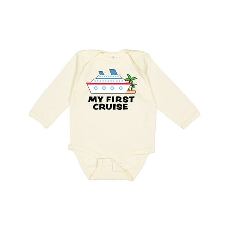 

Inktastic My First Cruise with Cruise Ship and Palm Trees Gift Baby Boy or Baby Girl Long Sleeve Bodysuit