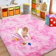 thumbnail image 7 of TWINNIS Abstract Shag Rug For Bedroom,Dyeing Fluffy Carpets for Kids,5'x8',Pink, 7 of 7