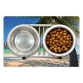 thumbnail image 1 of Beach Pet Mat for Food and Water, Hammock Under Palm Leaves in Heaven Beach Paradise Caribbean Peace Sun Summer Print, Non-Slip Rubber Mat for Dogs and Cats, 18" X 12", by Ambesonne, 1 of 2