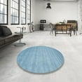 thumbnail image 4 of Ahgly Company Machine Washable Indoor Round Contemporary Denim Blue Area Rugs, 8' Round, 4 of 7