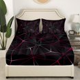 thumbnail image 3 of YST Geometric Bed Sheets, Geometry Irregular Diamond Bedding Set For Kids Teens Adult Bedroom, Lightweight Microfiber Fitted Sheet Abstract Triangle Sheets(Black Pink, Full), 3 of 5