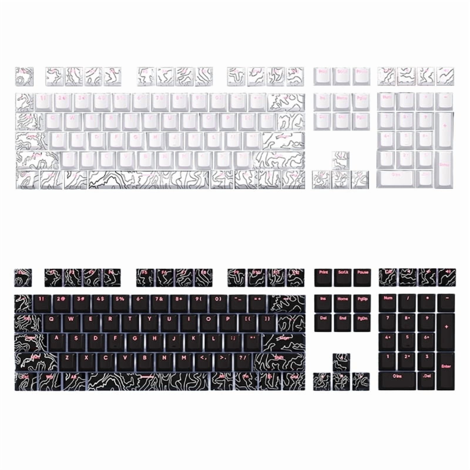 108 Keys PBT Dye Sublimation Keycaps Line White Front Print Backlit Shine Through Keycaps for M Keyboard