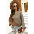 thumbnail image 3 of Women Sweaters-Oversized Chunky Knit Color Block Drop Shoulder Batwing Sleeve Pullover Sweater Tops, 3 of 6