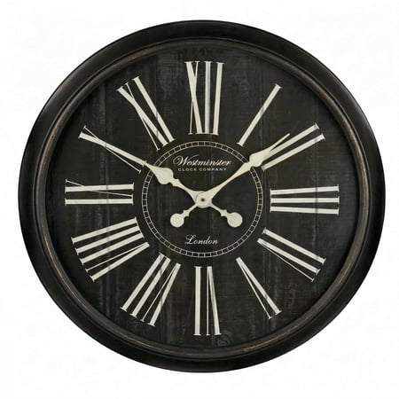 Westminster Clocks 24 Inch Quartz Farmhouse Oversized Wall Clocks, Silent Non-Ticking