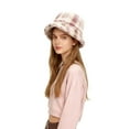 thumbnail image 3 of Plaid Thickened Plush Fisherman Hat, Warm Winter Bucket Hat with Faux Shearling, Unisex Cold Weather Outdoor Cap, Soft Fleece Lined Sun Hat for Autumn and Winter, Casual Checkered Bucket Hat - C, 3 of 5