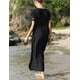 thumbnail image 4 of Traje de baño de bikini de manga corta con bordado para mujer, vestido de playa con abertura lateral, 4 of 4