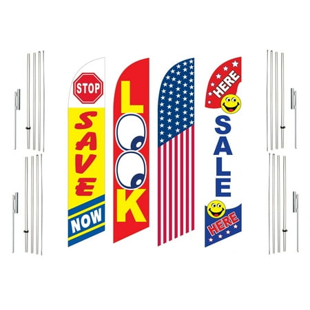 4 Swooper Flags With 4 Pole Kits Save Now Look America Sale Here