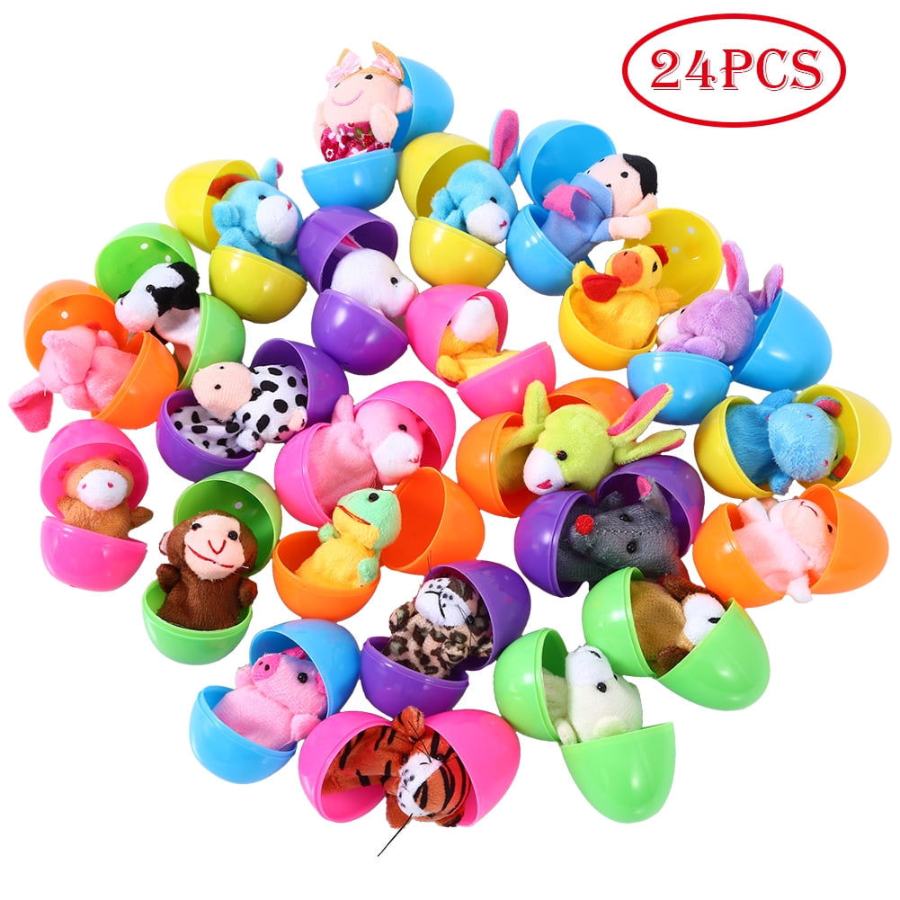 EastVita Twister.CK 24Pcs Animal Finger Puppet Easter Eggs for Easter
