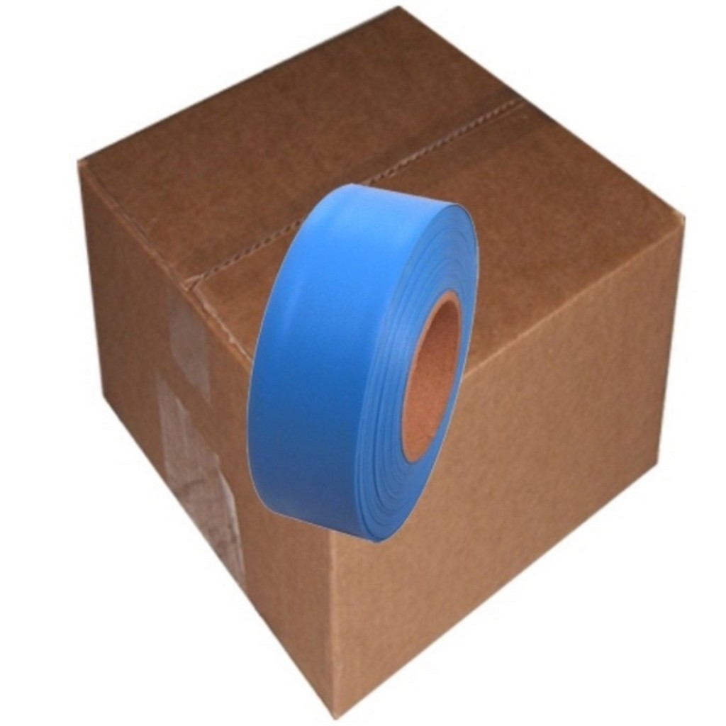 Tape Planet Flagging Tape 1-3/16 inch x 150 ft Non-Adhesive Plastic Ribbon, Fluorescent Blue (12 Roll Case)