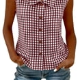 thumbnail image 7 of Womens Sleeveless Tank Tops Plaid Printed Collared Camisole for Women Button Down Dressy Casual Shirts, 7 of 7