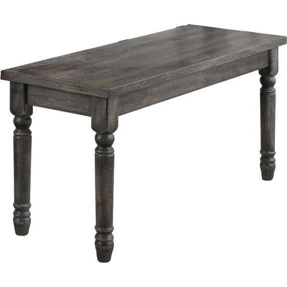 Transitional Style Wood Bench with Turned Legs in Gray