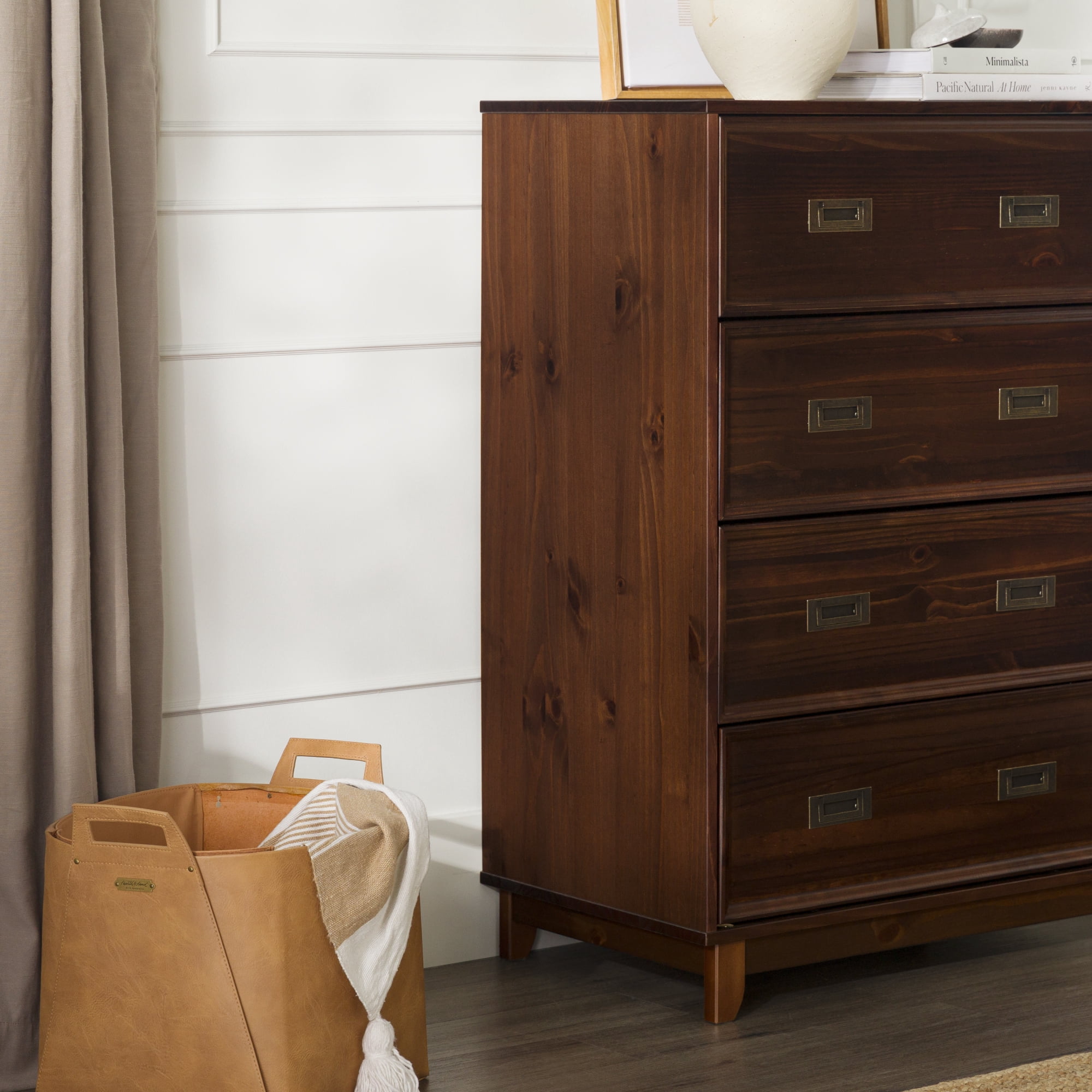 Walker Edison 42" Solid Wood 4-Drawer Framed Chest - Walnut