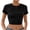 Black, variant on RKZDSR Womens Crop Top Summer Fashion Y2k Tops Ribbed Slim Fit Tank Top Casual Round Neck Tees Short Sleeve T Shirt Crewneck Y2K Ribbed Knit Slim Fit Crop Top Green M