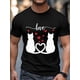 thumbnail image 4 of Men's T-Shirt,Short Sleeve Tee Shirt Casual Tops Black Cat Red Hearts Crew Neck T Shirts for Men, 4 of 8
