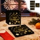 thumbnail image 1 of Vajilla desechable de papel, decoraciones navideñas en negro y dorado, vajilla para fiesta temática de Año Nuevo, platos desechables de papel de 18 y 23 cm, vasos de papel y pañuelos, juego de platos, 1 of 6