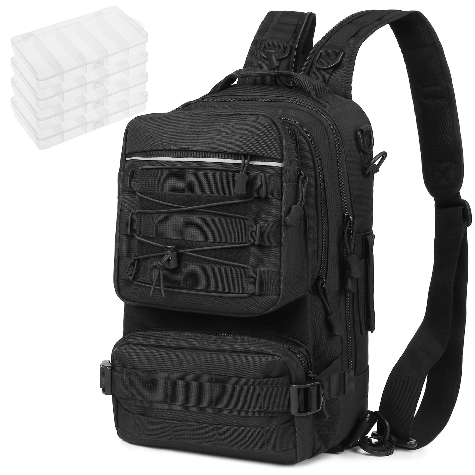 Tackle Fishing Tackle Backpack With 4 Trays Storage Bag Outdoor Shoulder Backpack Water-Resistant Fishing Gear Bags With 4 Tackle Box Fishing Gear Bag