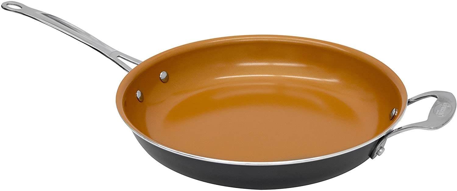 Gotham Steel Diamond 12” Ceramic Non Stick Frying Pan, 12 Inch Frying Pan with Helper Handle and Stay Cool Handles, Ultra Durable Nonstick Frying Pans, Graphite