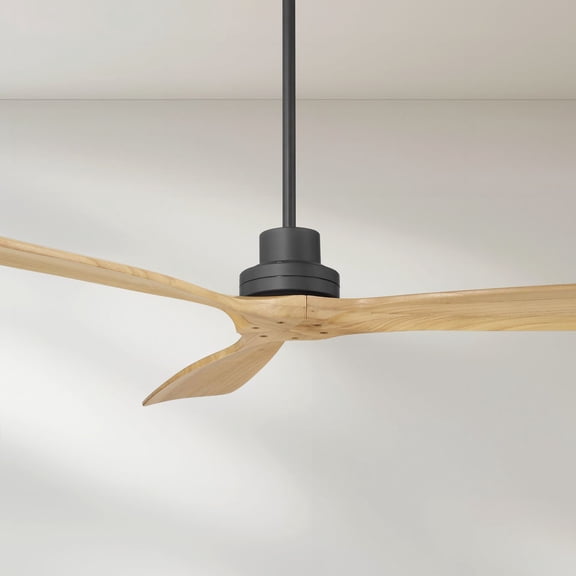 Casa Vieja 52" Delta Modern Country Indoor Outdoor Ceiling Fan 3 Blade Remote Control Matte Black Finish Bedroom Patio DC Motor