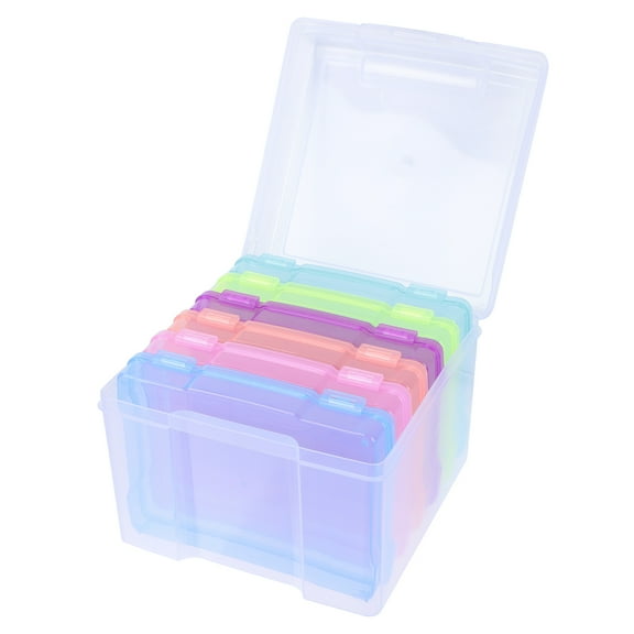 Photo Storage Box Case Bead Organizer Picture Frame Crate Colorful