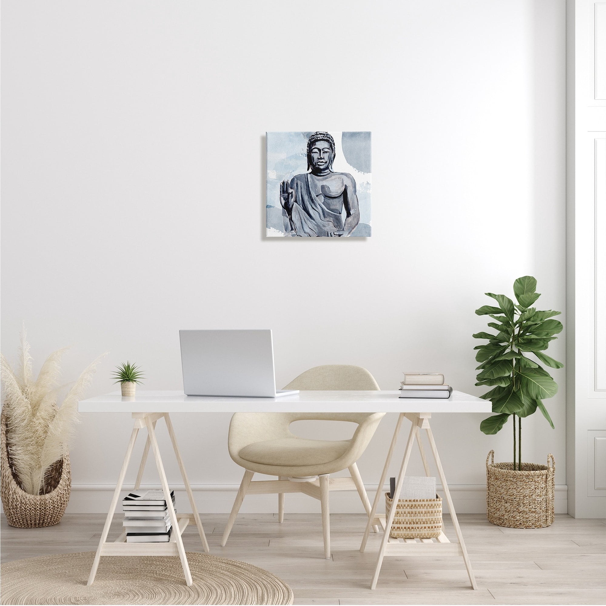 Stupell Industries Teaching Buddha Pose Wisdom Motivational Abstract Blue Pattern, 36 x 36,Design by Annie Warren