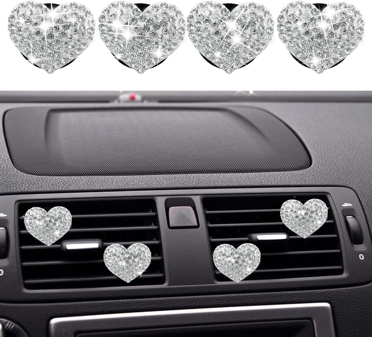 zadin Bling Car Accessories For Women, Teens, Heart Car Air Fresheners,  Cute Diamond Car Accessories Interior, Cute Car Decor, Well Ma