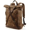 thumbnail image 2 of Mochila de senderismo de lona de cera impermeable para hombres, bolsa de viaje al aire libre, mochila antirrobo para computadora, mochila enrollada retro xuanjing unisex, 2 of 2