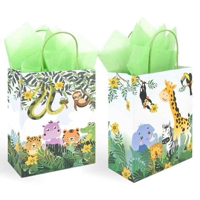 Bolsas de regalo DjinnGlory Jungle Safari Woodland Animal, paquete de 36