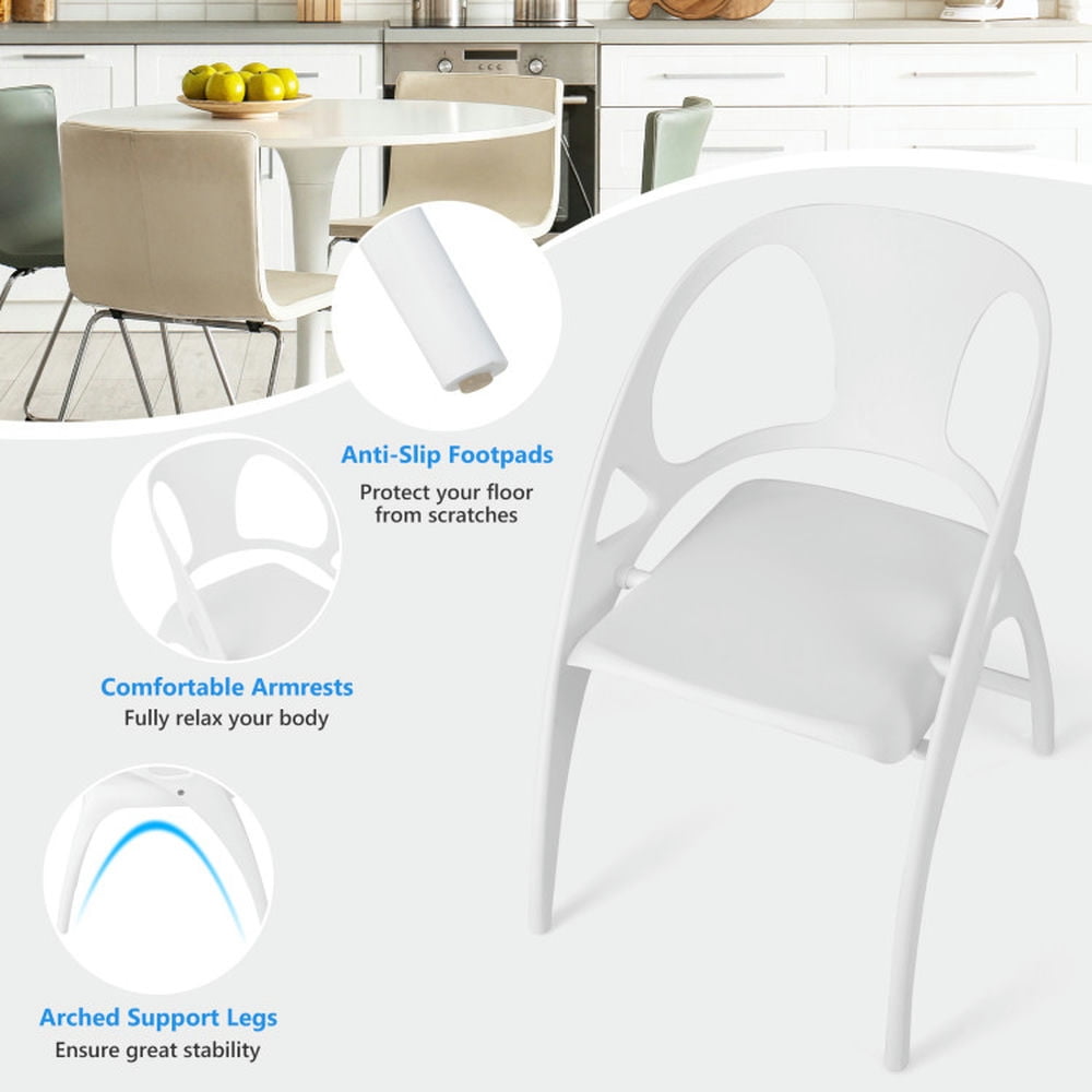 Demi Bonn Set of 2 Folding Dining Chairs with Armrest and High Backrest for Dining Room Living Room, White