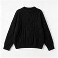 thumbnail image 5 of Tusihei Women Oversized Cable Knit Sweater Long Sleeve Chunky Pullover Tops Casual Fall Winter Cozy Knitwear Loose Fit Sweaters for Women, Black L, 5 of 5