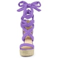 thumbnail image 6 of BLISSFUL STEP Women's Shoes Faux Suede Platform Wedge Heel Lace Up Open Toe Sandals  Purple 7, 6 of 7