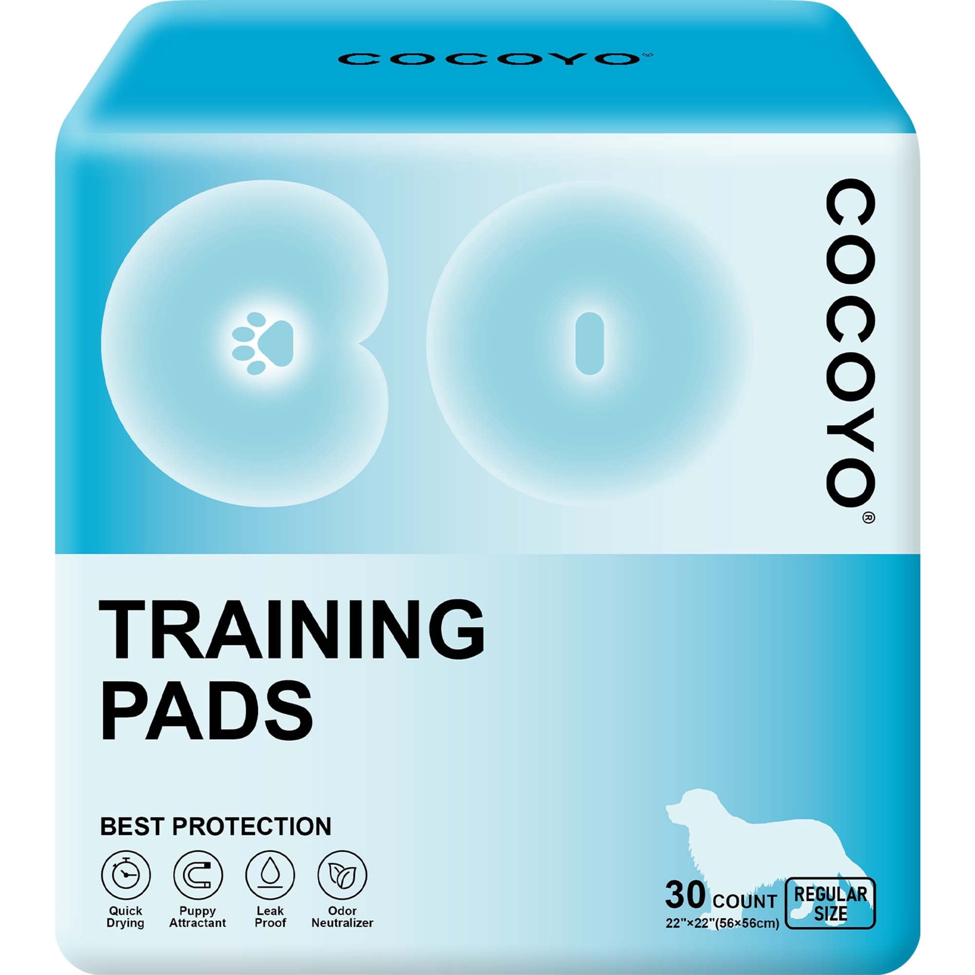 Cocoyo Best Value Training Pads 30 Count | Dog Pee Pads | Super Absorbent Puppy Pads,22"*22",Blue