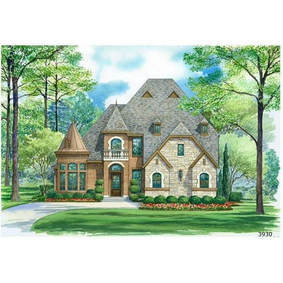 015-1295: Luxury Castle 4 Bed, 5 Bath Luxury Home Plan, 3930 Sq Ft: Full Blueprints with License to Build by Home Plan Marketplace - Lesuto