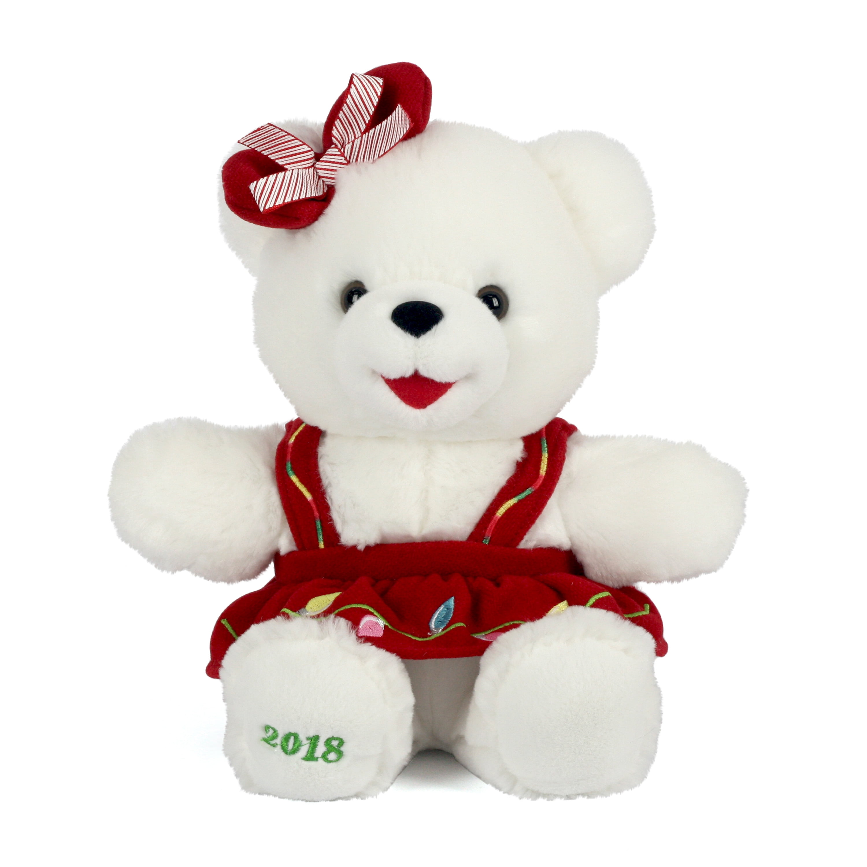 Walmart Bear Lil' Snowflake Teddy Series 2015 Red and Green Christmas Girl 13" 