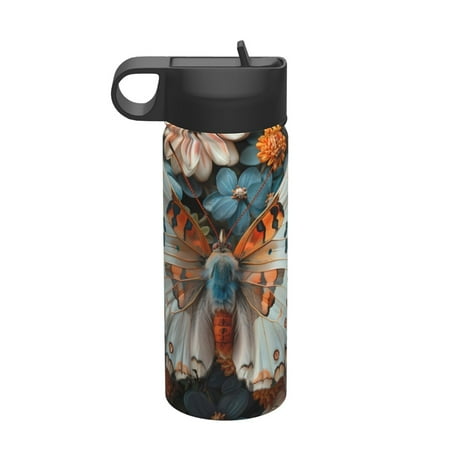 

Qekee Butterfly and Bloom Beauty Print 18OZ Sports Insulated Kettle Coffee Mug Travel Tea Mug Thermos Cup 18 Stainless Steel Water Bottle For Running Hiking Cycling