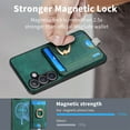 thumbnail image 5 of for Samsung Galaxy S22 Wallet Case with Detachable Card Holder & 360° Rotation Finger Ring Holder Stand, Shockproof PU Leather Phone case with Card Slot for Men Women for S22, Green, 5 of 10