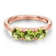thumbnail image 3 of Gem Stone King 18K Rose Gold Plated Silver Green Peridot Engagement Ring for Women | 1.65 Cttw | Round 5MM | Gemstone August Birthstone | Size 7, 3 of 6