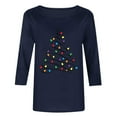 thumbnail image 5 of yoeyez Christmas Shirt Women Dressy 3/4 Length Sleeve Tops Xmas Tree Printed T-Shirts Funny Crewneck Graphic Holiday Tops Pullover, 5 of 5