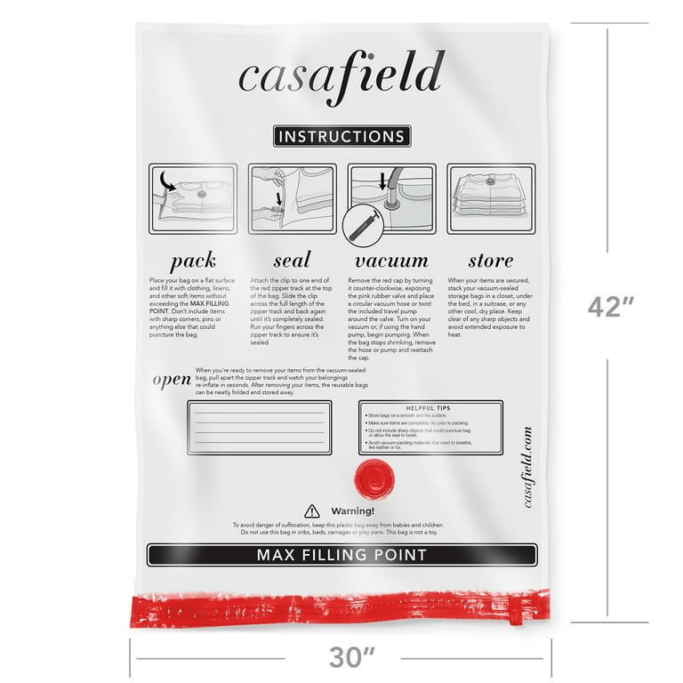 Casafield 10 Pack (Extra Large - 36 x 24) Vacuum Storage Bags