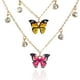 thumbnail image 2 of Collar dorado doble CYRA con dijes mariposas de colores, 2 of 2