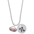 thumbnail image 1 of Delight Jewelry Silvertone Hot Pink Retro Purse Silvertone Script Initial Disc - N - Charm Necklace, 20"+3", 1 of 4