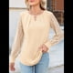 thumbnail image 4 of Camisas de Larga para Mujer, Blusas de Encaje, Ropa Informal de Negocios, Moda de Otoño, Blusas Tejidas Y2k Albaricoque M, 4 of 9