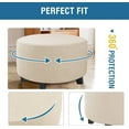 thumbnail image 3 of LKJYER Round Ottoman Cover, Stretch Footstool Slipcover, Stool Protector Cover with Elastic Bottom, Dustproof Removable Washable Footrest Pouffe Covers, 3 of 7