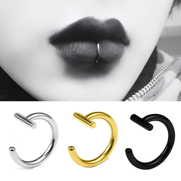 DESIGNICE 10mm Titanium Steel Lip Rings Cuff Clip on Fake Labret Ear Nose Piercing