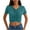 Green, variant on Crop Tops for Women Slim Short Sleeve V-Neck Pleated Front Casual Summer Pullover Blouses Shirts XS-XXL
