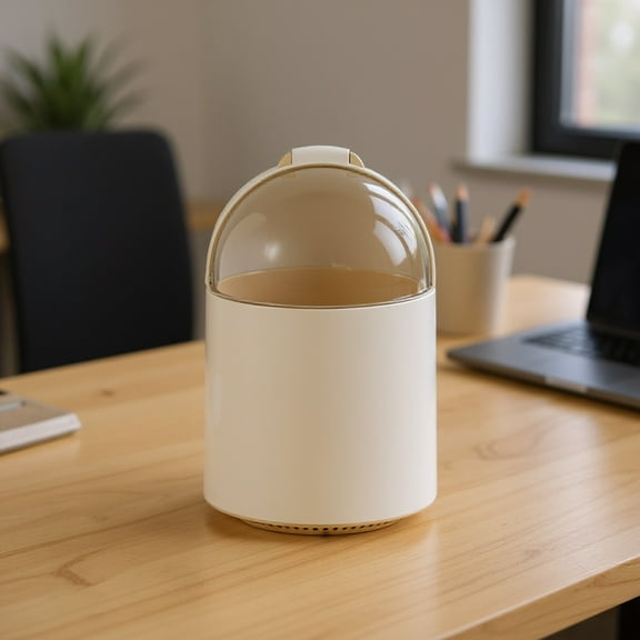 Gnmfd Mini Trash Can with Flip-top Lid, Compact Small Trash Bin for Kitchen Bathroom Bedroom Office, Space-saving Garbage Container with Lid for Desktop Counter Storage