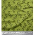 thumbnail image 1 of Soimoi Green Japan Crepe Satin Fabric Black Sketch Floral & Paisley Print Fabric by The Yard 42 Inch Wide, 1 of 3