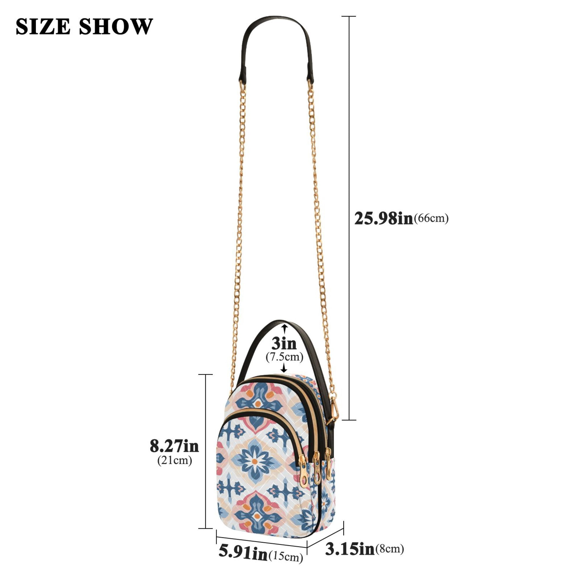 FORMRS Crossbody Bag for Women Quilted Travel Shoulder Cell Phone Purse with Chain Strap Handbag, Navy Blossom Mosaic