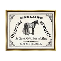 Stupell Vintage Condition Powders Farm Animal Nature Painting Gold Floater Framed Art Print Wall Art